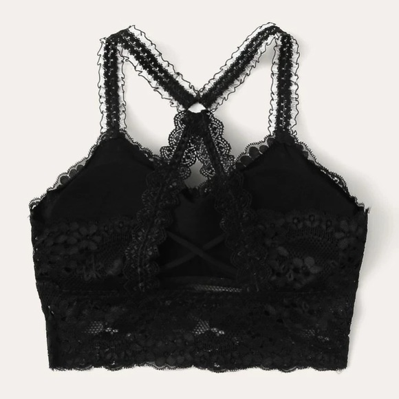 Lace bralette black padded racer back - Picture 2 of 2